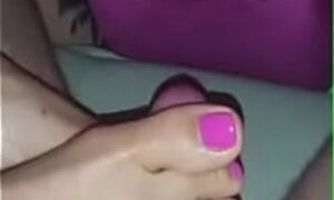 Footjob ignoring cum